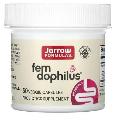 Пробіотики для жінок Jarrow Formulas Women's Fem Dophilus 1 млрд КУО, 30 рослинних капсул