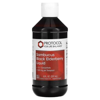 Чорна бузина Protocol for Life Balance Sambucus Black Elderberry Liquid 500 мг рідкий концентрат веган, 237 мл