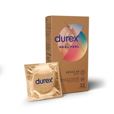 Презервативи з синтетичного латексу Durex Real Feel натуральні відчуття, 12 штук