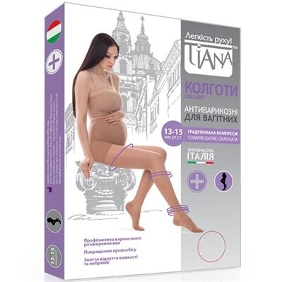Колготки компресійні для вагітних Tiana 820 компресія 13-15 мм рт ст, 70 den, колір чорний, розмір 3