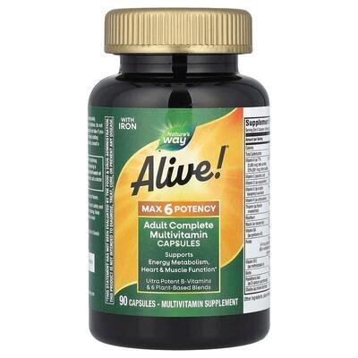 Мультивітаміни Nature's Way Alive! Max6 Potency Multivitamin With Iron, 90 капсул