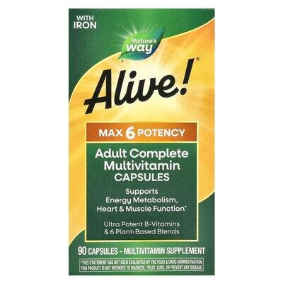 Мультивітаміни Nature's Way Alive! Max6 Potency Multivitamin With Iron, 90 капсул