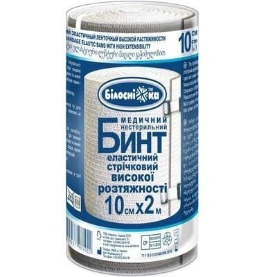 Бинт еластичний стрічковий «Білосніжка» медичний, високої розтяжності 10 см х 2 м