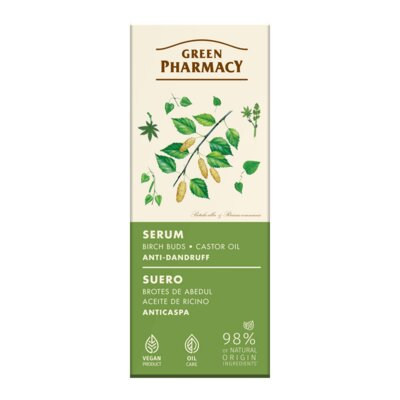 Сироватка для волосся Green Pharmacy Березові бруньки та рицинова олія проти лупи, 100 мл