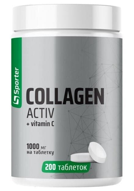 Колаген Актив + вітамін С Sporter Collagen Active + Vit C 1000 мг, 200 таблеток