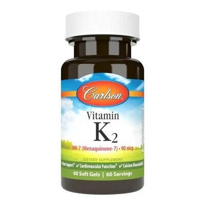 Вітамін K2 МК-7 Carlson Labs Vitamin K2 (MK-7) 90 мкг, 60 капсул