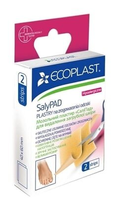 Пластир мозольний Ecoplast SaliPad для видалення загрубiлої шкiри 40 мм х 60 мм, 2 штуки