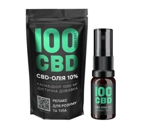 Канабідіол 100%CBD Олія 10%, спрей оральний по 10 мл флаконі, 60 доз