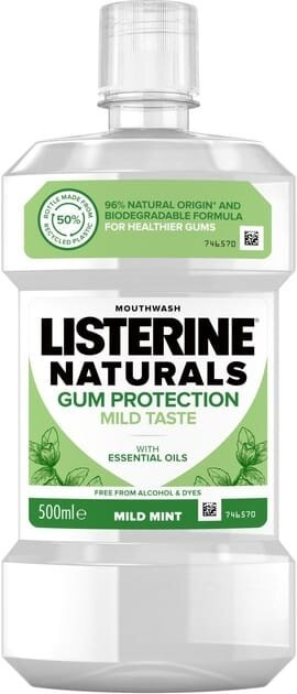 Ополіскувач для порожнини рота Listerine Naturals з ефірними оліями, 500 мл