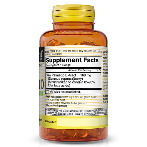 Со Пальметто екстракт Mason Natural Standardized Extract Saw Palmetto 160, 60 гелевих капсул