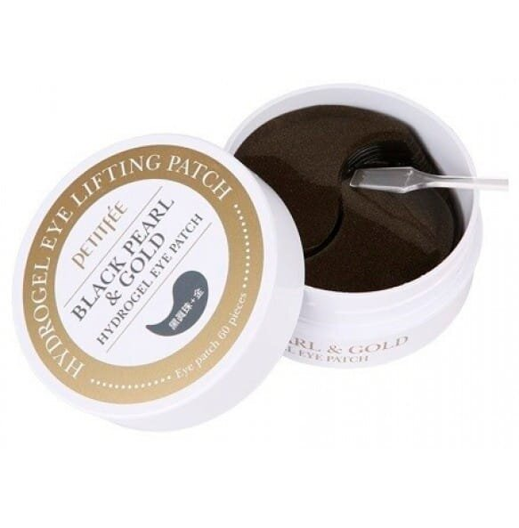 Патчі під очі гідрогелеві Petitfee Black Pearl & Gold Hydrogel Eye Patch чорні перли золото, 60 шт