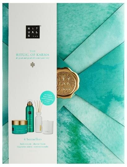 Набір Rituals The Ritual Of Karma Gift Set L (Крем для тіла 200 мл + Гель-піна для душу 200 мл + Ароматична свічка 140 г + Аромадифузор 70 мл)
