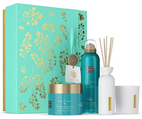 Набір Rituals The Ritual Of Karma Gift Set L (Крем для тіла 200 мл + Гель-піна для душу 200 мл + Ароматична свічка 140 г + Аромадифузор 70 мл)