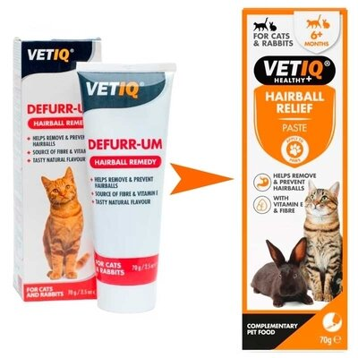 Паста VetIQ Hairball Relief для виведення шерсті у котів і кроликів, 70 г
