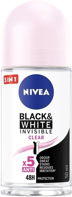 Дезодорант-антиперспірант кульковий Nivea Black & White Invisible Clear Чорне та Біле Невидимий Clear 48h (82240), 50 мл