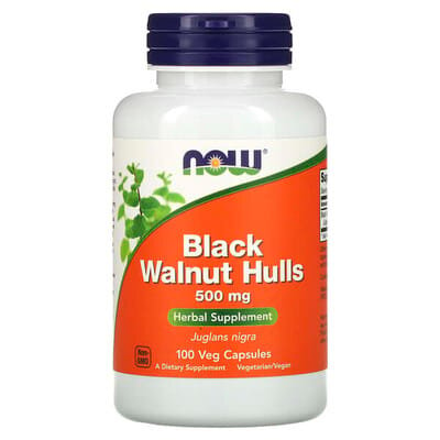 Чорний горіх NOW Black Walnut Hulls 500 мг вег. капсули №100