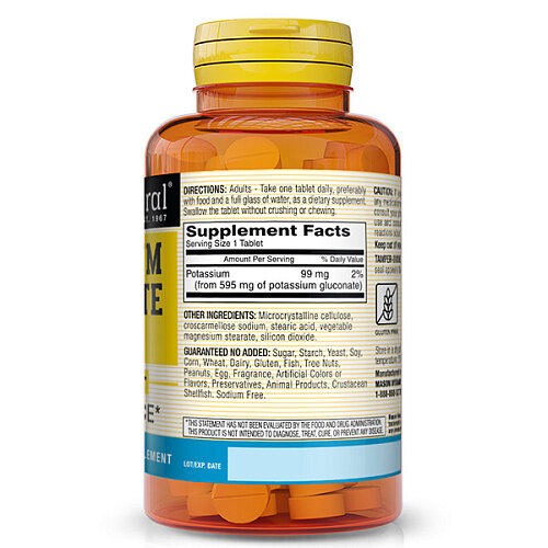 Калію глюконат Mason Natural Potassium Gluconate 595, 100 таблеток