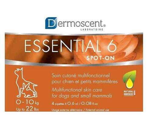 Догляд за шкірою та шерстю Dermoscent Essential 6 spot-on для собак 0-10 кг, 4 піпетки по 0,6 мл