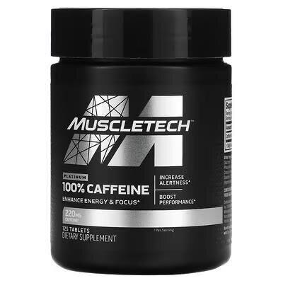 Кофеїн Muscletech Platinum 100% Caffeine 220 мг, 125 таблеток