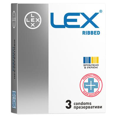 Презервативи Lex Ribbed з ребрами, 3 штуки