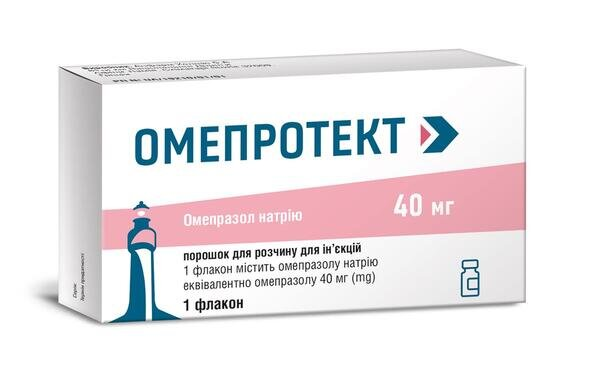 Омепротект порошок для р-ну д/ін. по 40 мг №1 у флак. з р-ком