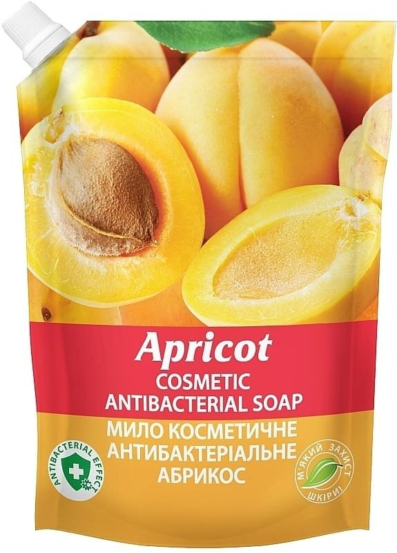 Мило рідке Bioton Cosmetics Абрикос косметичне антибактеріальне, дой-пак, 450 мл
