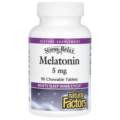 Мелатонін Natural Factors Stress-Relax Melatonin 5 мг, 90 жувальних таблеток