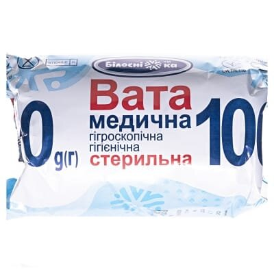 Вата стерильна «Білосніжка» медична гігієнічна, ролик 100 г