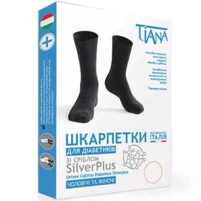 Шкарпетки для діабетиків Tiana 725 SilverPlus зі сріблом, колір чорний, розмір 4