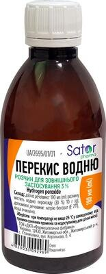 Перекис водню розчин д/зовн. заст. 3 % по 100 мл у флак.