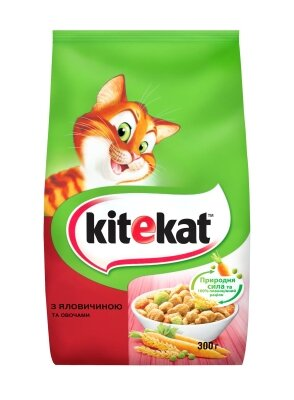 Корм сухий для котів Kitekat яловичина з овочами, 300 г