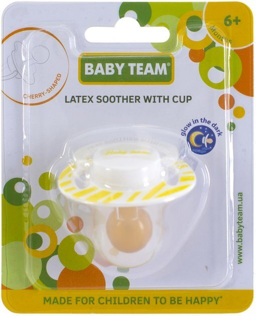 Пустушка латексна Baby Team 3225 вишнеподібної форми з ковпачком від 6 місяців, 1 шт