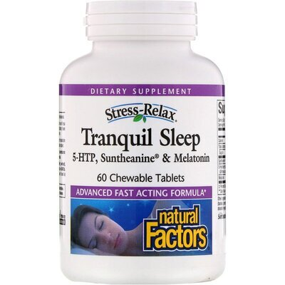 Здоровий сон Natural Factors Stress-Relax Tranquil Sleep, 60 жувальних таблеток