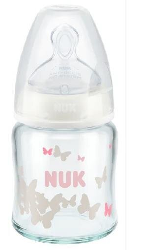 Пляшечка Nuk скляна + соска силіконова розмір 1, 120 мл
