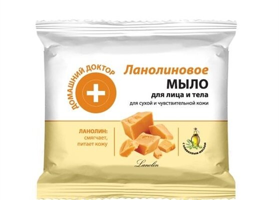 Мило для обличчя і тіла Домашній Доктор, Ланолінове, 70 г
