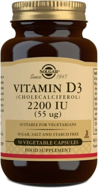 Вітамін Д3 Solgar Vitamin D3 (Cholecalciferol) 55 мкг (2200 МО) вег. капсули №50