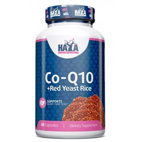 Коензим Q10 і Червоний дріжджовий рис Haya Labs Co-Q10 60 мг & Red Yeast Rice 500 мг, 60 капсул
