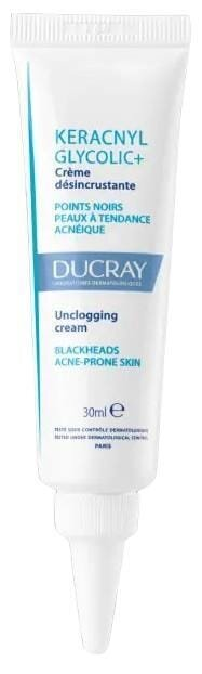 Крем для обличчя Ducray Keracnyl Glycolic+ очищувальний для шкіри схильної до акне та чорних цяток, 30 мл