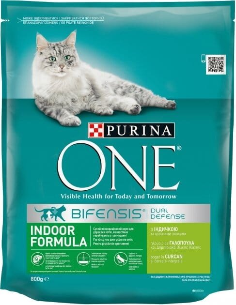 Корм сухий для кішок Purina One Indoor Formula Cat Turkey, 800 г