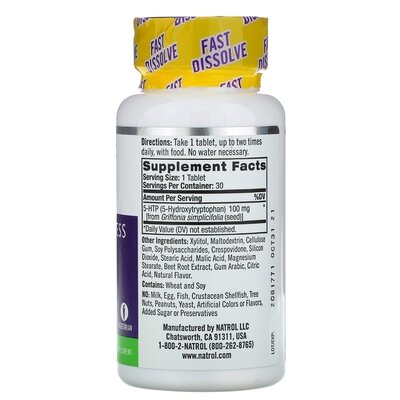 Натуральна добавка Natrol 5-HTP 100 mg F / D, 30 таблеток