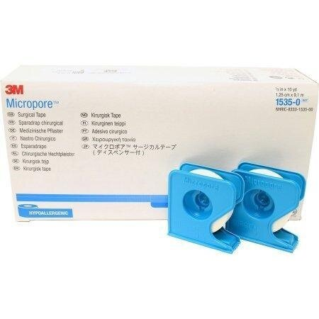 Пластир хірургічний 3M Micropore 1535E-0 з дозатором білий, 1,25 см х 9,1 м