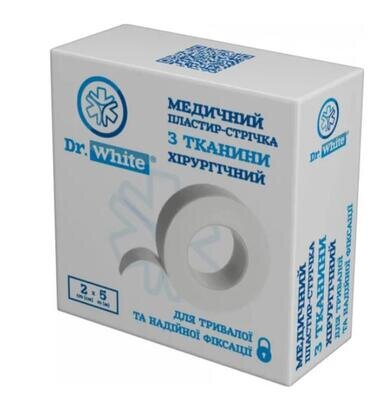 Пластир-стрічка Dr.White з тканини хірургічний 2 см x 5 м