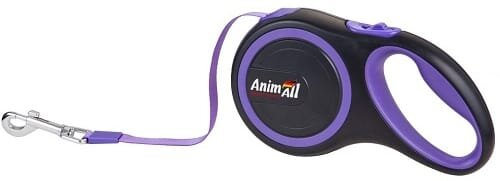 Повідець-рулетка AnimAll L до 50 кг, 5 м фіолетово-чорний