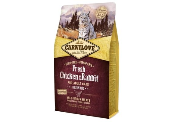 Корм сухий для дорослих кішок Carnilove Fresh Chicken & Rabbit Gourmand з куркою та кроликом, 400 г