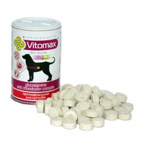 Вітаміни Vitomax 200091 для собак з глюкозаміном і хондроїтином для суглобів, 75 таблеток