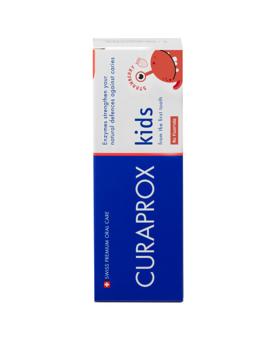 Зубна паста Curaprox Kids дитяча без фтору, з 0+ років, полуниця, 60 мл
