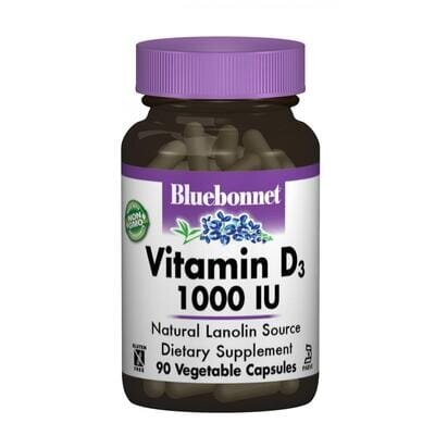 Вітамін D3 1000IU Bluebonnet Nutrition, 90 рослинних капсул