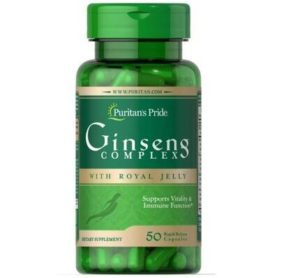 Комплекс женьшеню з маточним молочком Puritan's Pride Ginseng Complex with Royal Jelly, 50 капсул