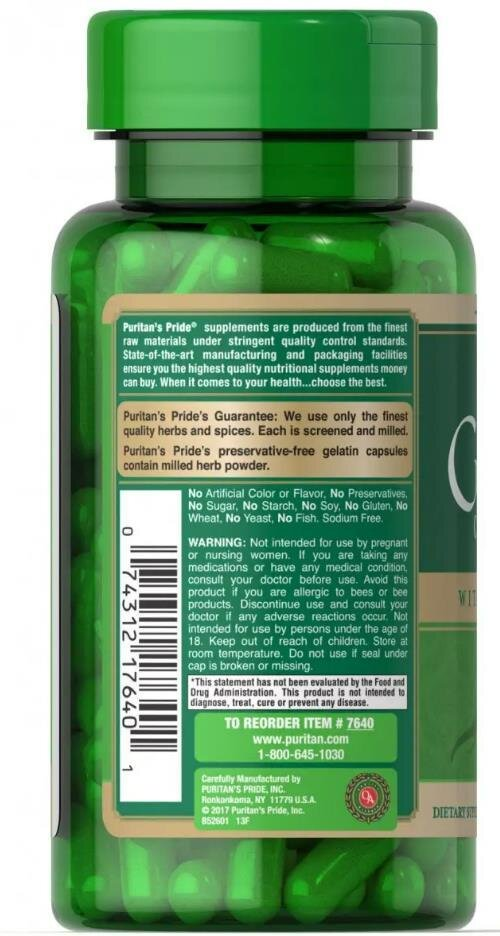 Комплекс женьшеню з маточним молочком Puritan's Pride Ginseng Complex with Royal Jelly, 50 капсул