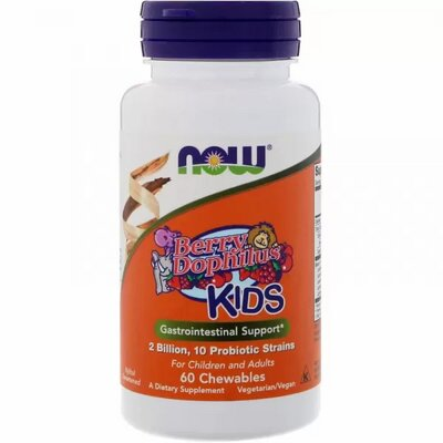 Пробіотики для дітей NOW Berry Dophilus 2 млрд КУО, ягідний смак, таблетки жувальні №60